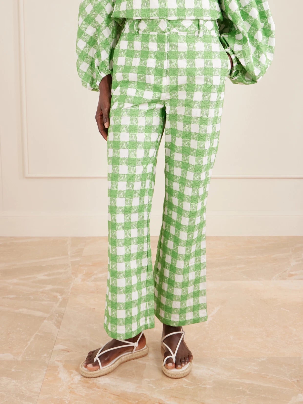 Easy Does It Checked Cotton Straight-leg Pants