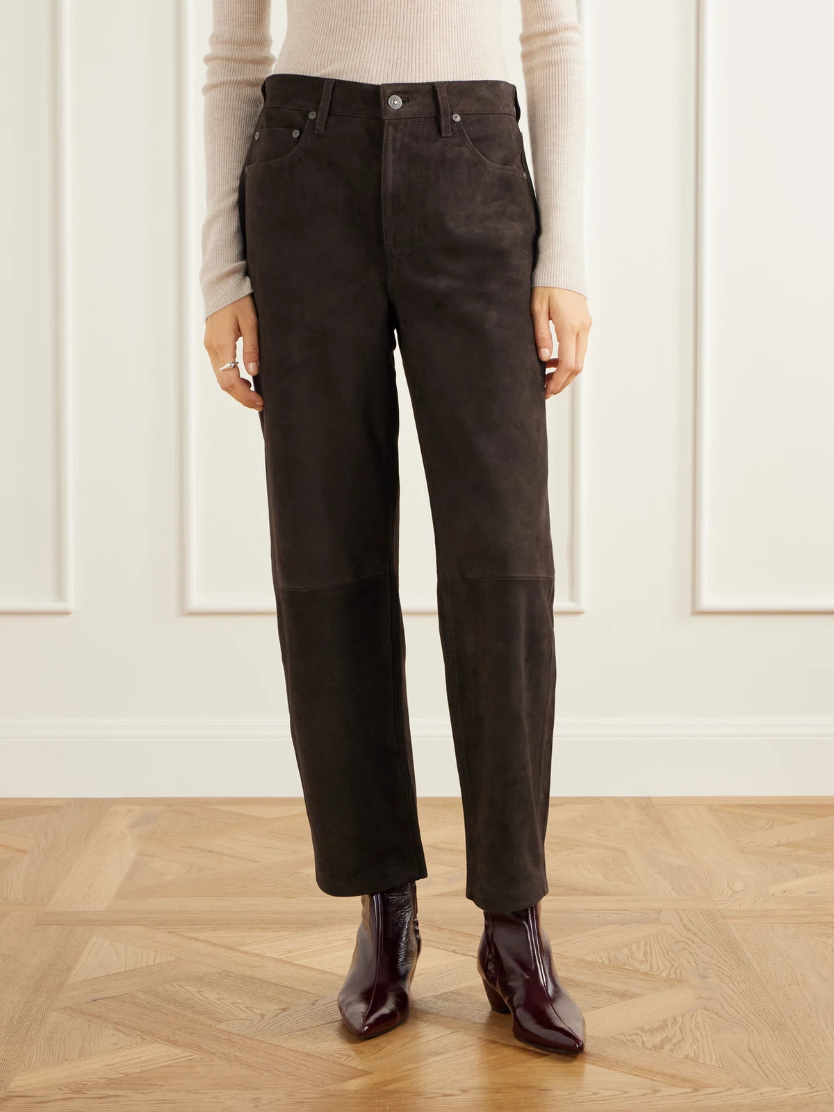 Citizens of Humanity Miro Paneled Suede Mid-rise Barrel-leg Pants