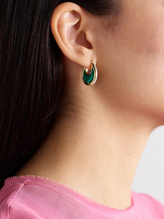 Image of Earrings. Product name - Diana Big 18-karat Gold Multi-stone Earrings in Multi colour by brand - L'Atelier Nawbar