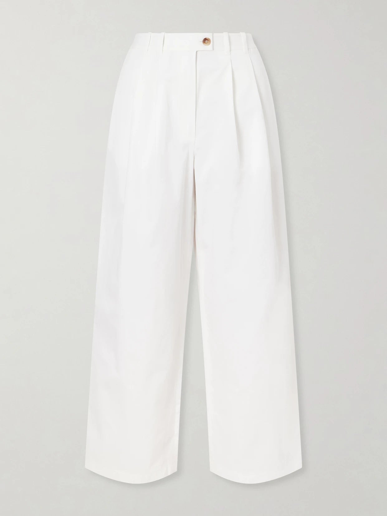 Lisa Pleated Cotton-twill Wide-leg Pants