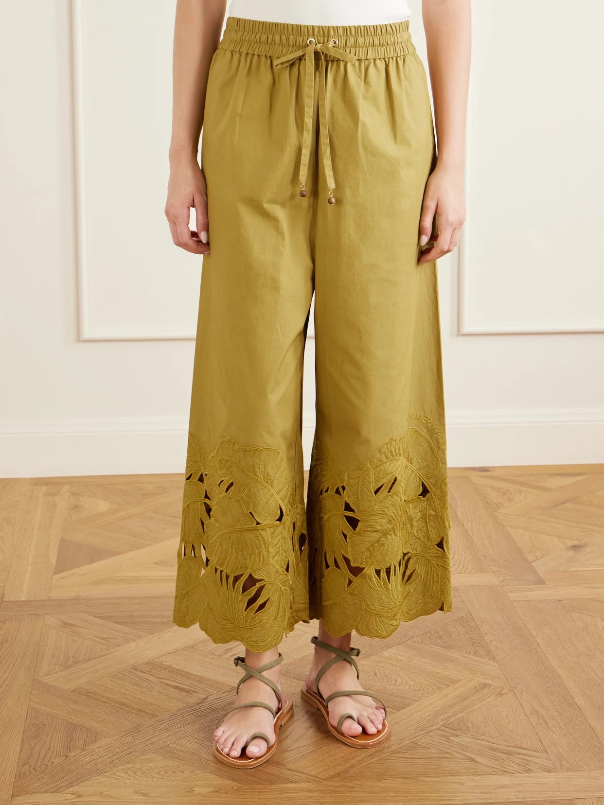 Mahon Embroidered Cotton Wide-leg Pants