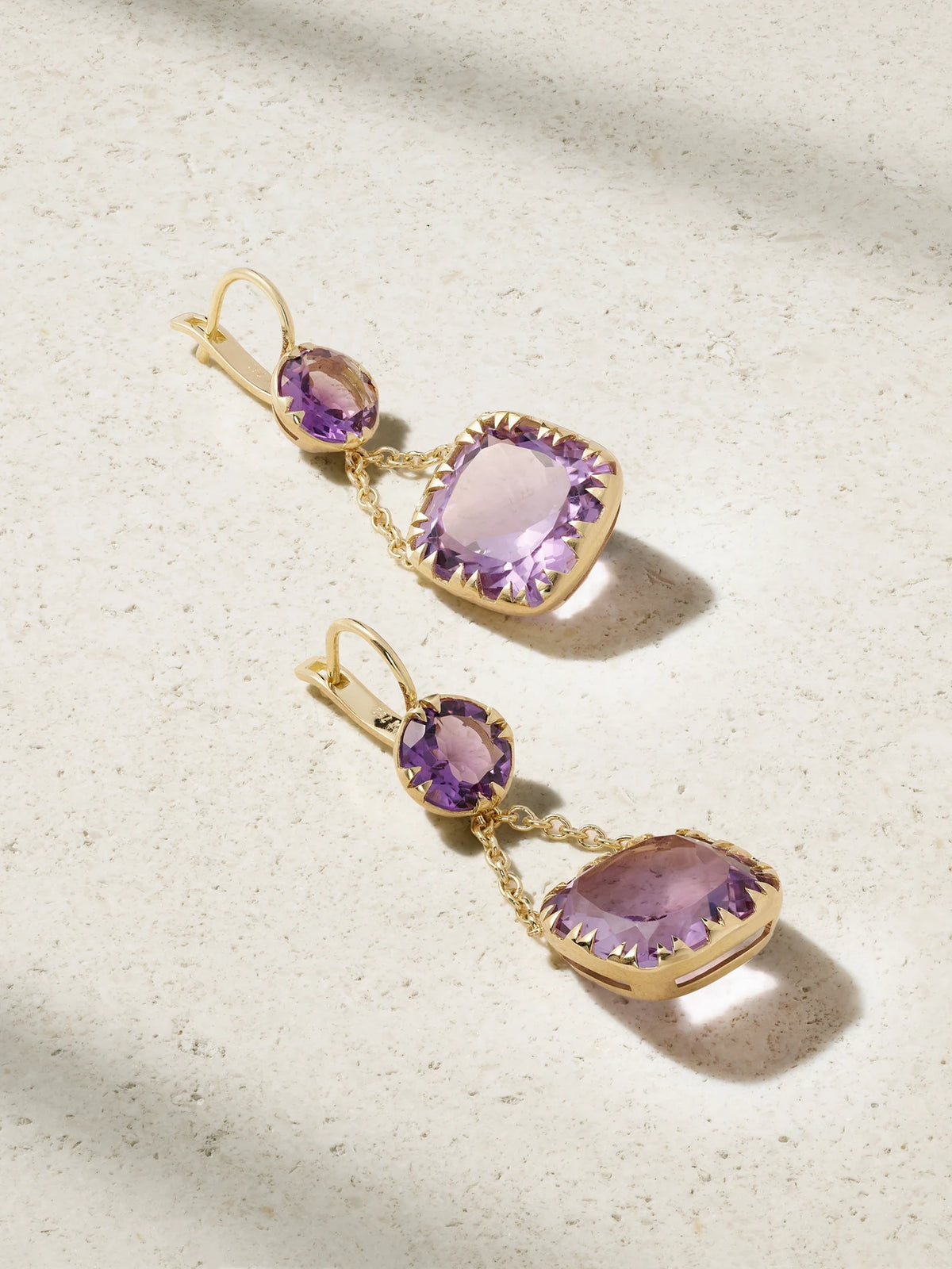 Crown 18-karat Gold Amethyst Earrings