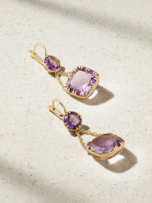 Crown 18-karat Gold Amethyst Earrings