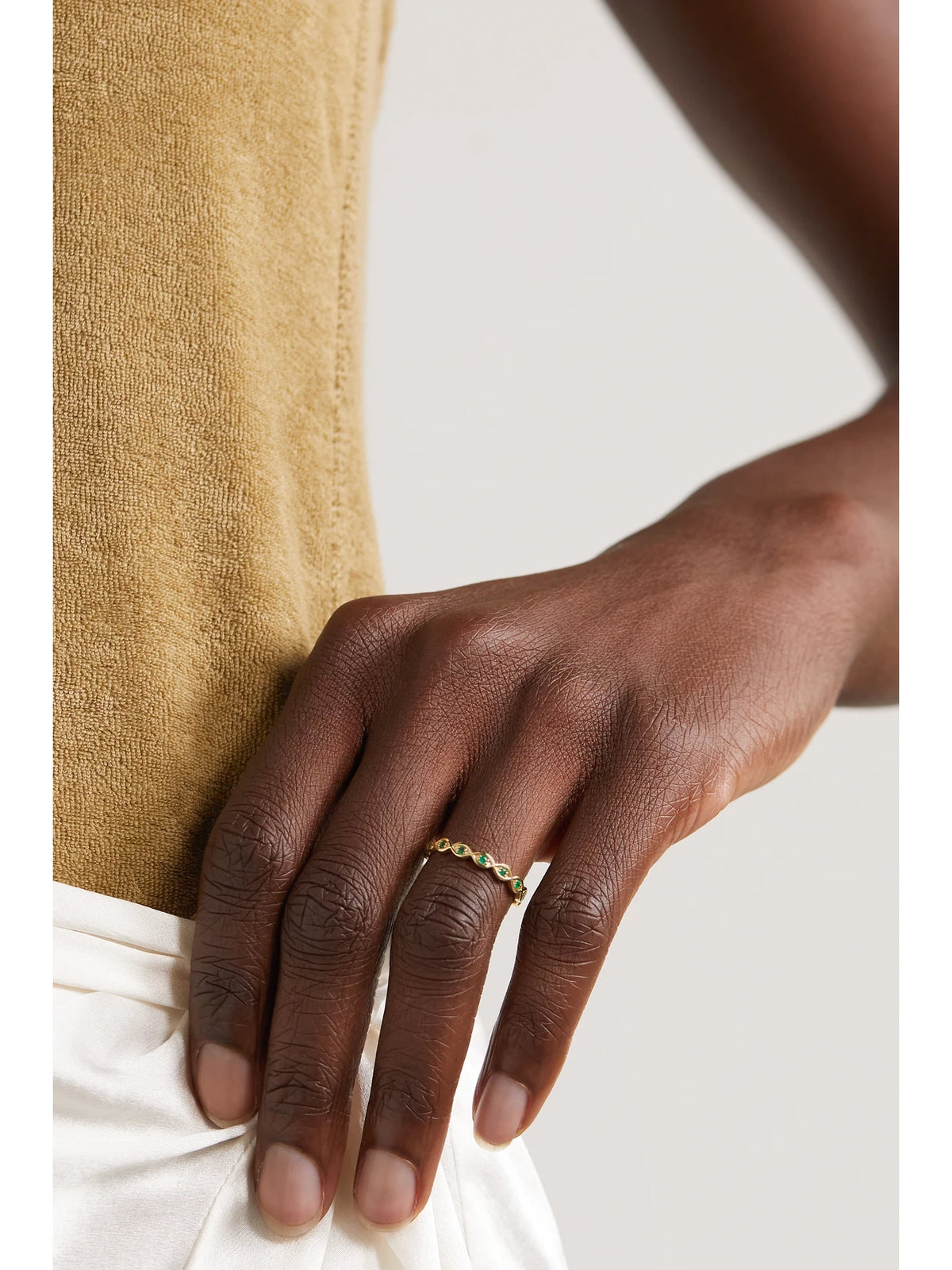 Image of Rings. Product name - Marquis Eternity 14-karat Gold Emerald Ring in Multi colour by brand - Sydney Evan