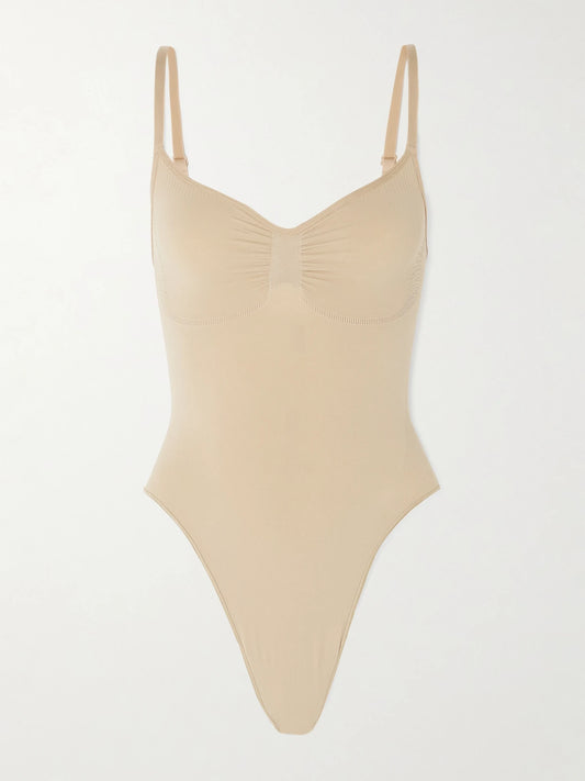 Image of Lingerie. Product name - Seamless Sculpt Thong Bodysuit - Clay in Beige colour by brand - SKIMS