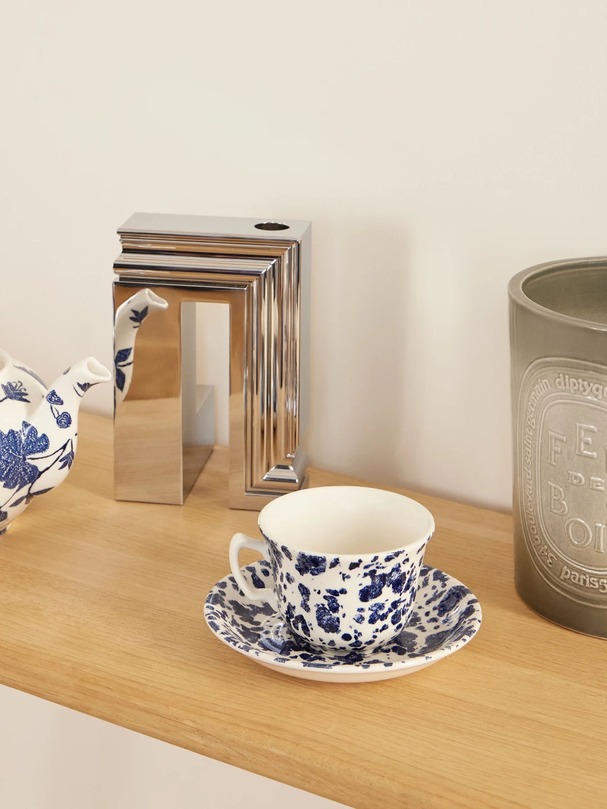 Image of Tableware. Product name - + Burleigh Painted Earthenware Teacup And Saucer Set in Blue colour by brand - Ralph Lauren Home