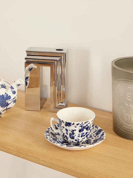Image of Tableware. Product name - + Burleigh Painted Earthenware Teacup And Saucer Set in Blue colour by brand - Ralph Lauren Home