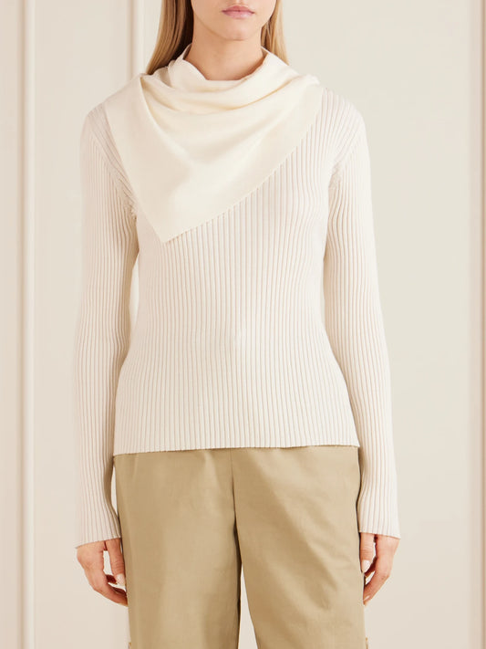 Zimmermann Valiant Scarf-detailed Ribbed-knit Wool Sweater