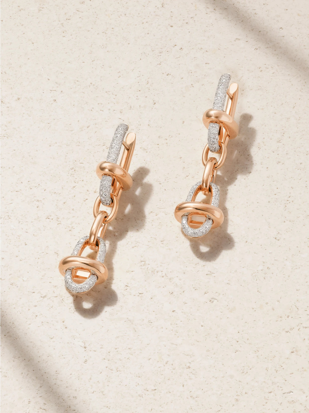 Iconica 18-karat Rose And Rhodium-plated White Gold Diamond Earrings