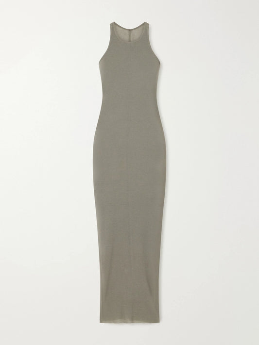 Image of Dresses. Product name - Tank Ribbed-jersey Halterneck Midi Dress in Gray colour by brand - Rick Owens