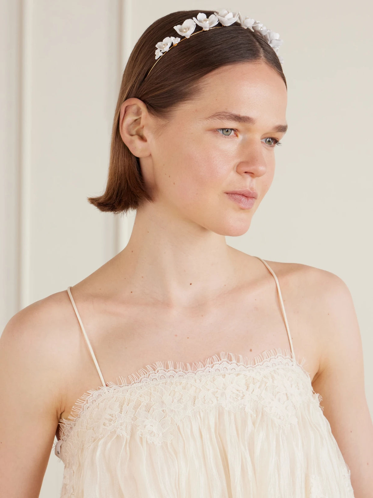 Image of Accessories. Product name - Karissa Headband in Ivory colour by brand - Jennifer Behr