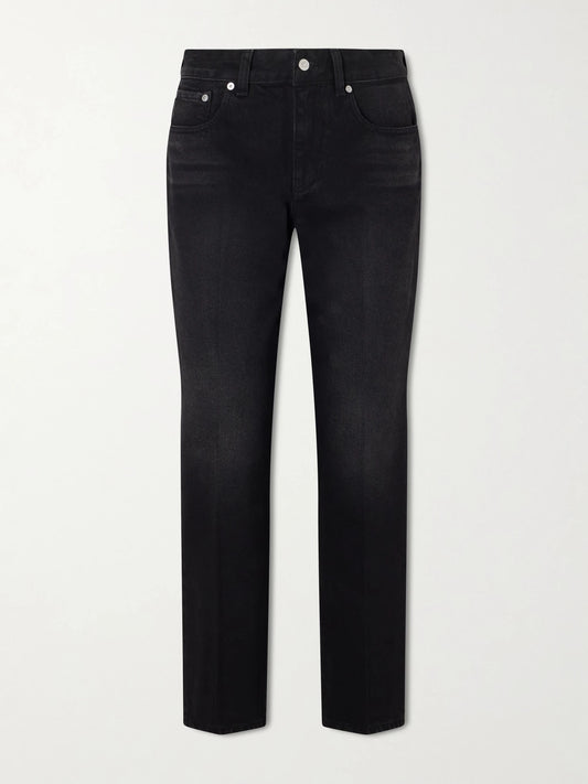 Image of Jeans. Product name - Low-rise Straight-leg Jeans in Black colour by brand - Victoria Beckham