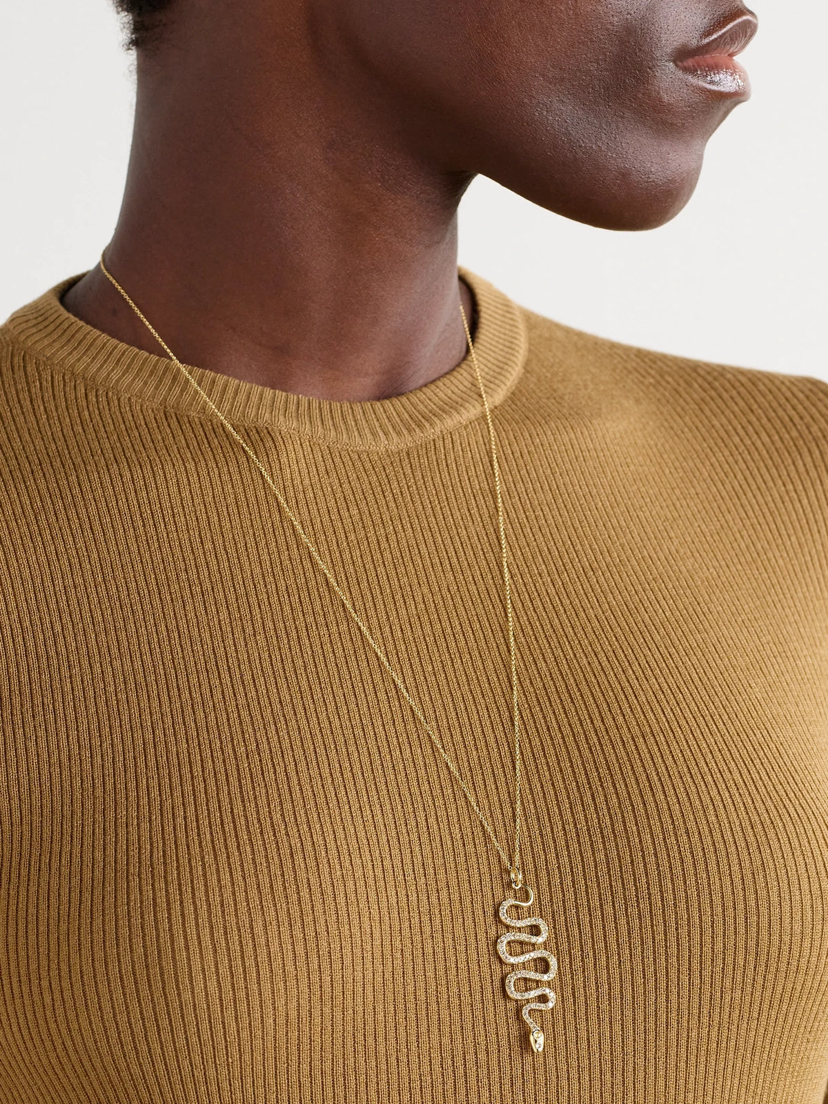 Image of Necklaces. Product name - Black Mamba 18-karat Gold Diamond Necklace in Multi colour by brand - Ileana Makri