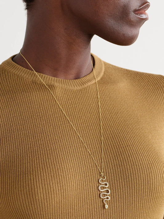 Image of Necklaces. Product name - Black Mamba 18-karat Gold Diamond Necklace in Multi colour by brand - Ileana Makri