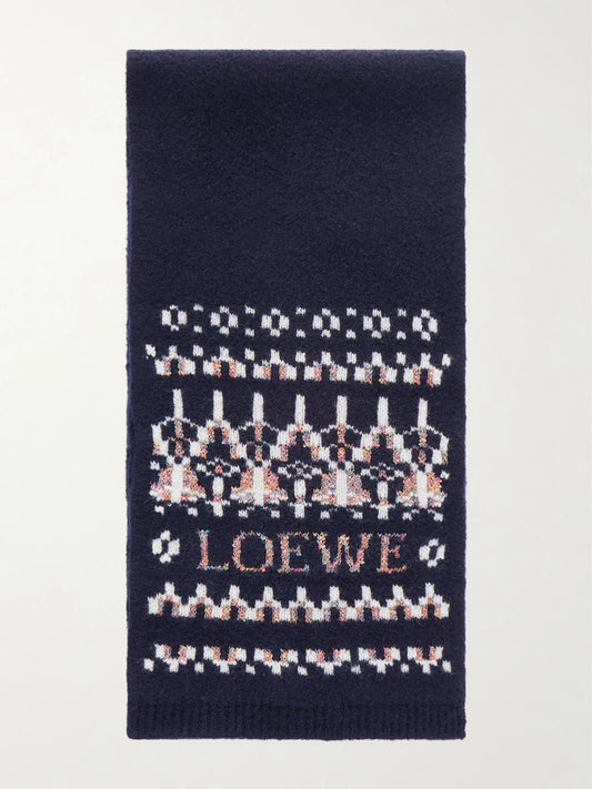 LOEWE Sequin-embellished Fair Isle Wool-blend Scarf
