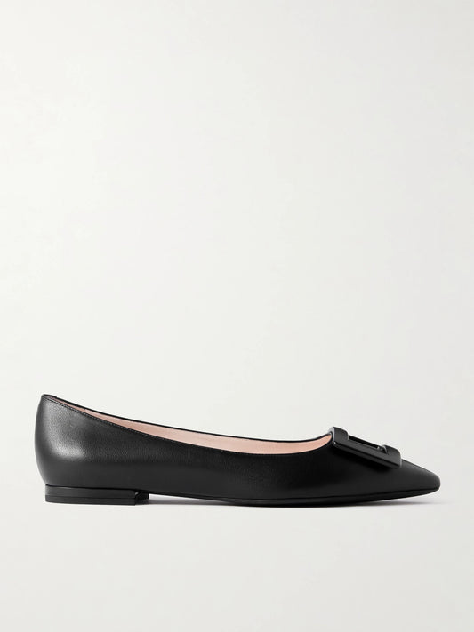 Gommettine Buckled Leather Ballet Flats