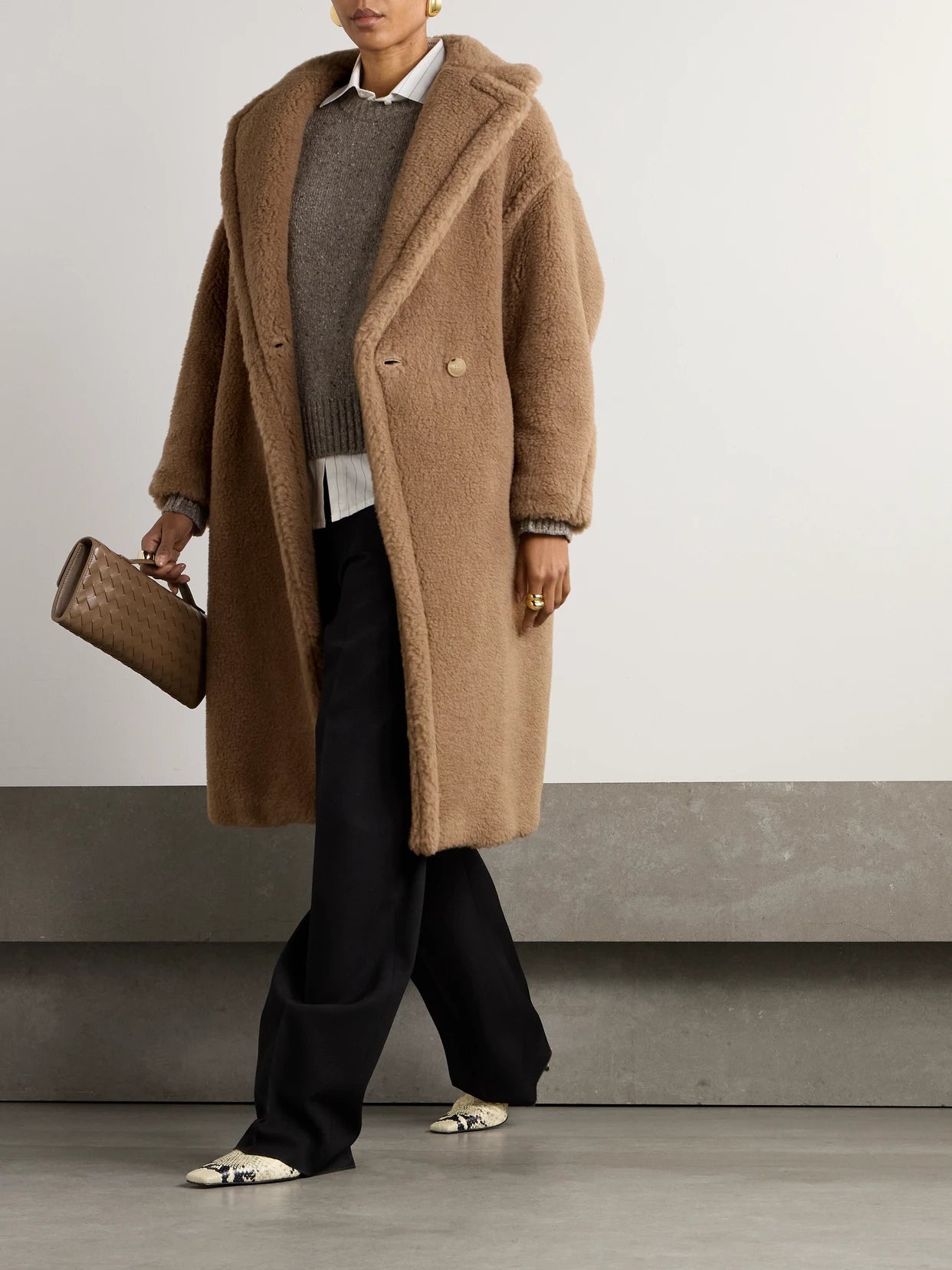 Image of Coats & Jackets. Product name - Teddy Bear Icon Oversized Camel Hair And Silk-blend Coat in large colour by brand - Max Mara