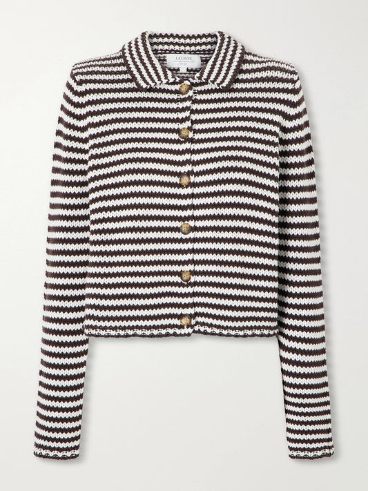 La Ligne Mini Marina Cropped Striped Cotton Cardigan