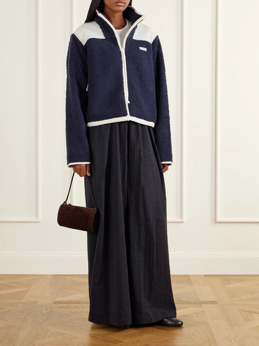 Image of Sleepwear & Loungewear. Product name - Teddy Boxy Jacket in Navy colour by brand - SKIMS
