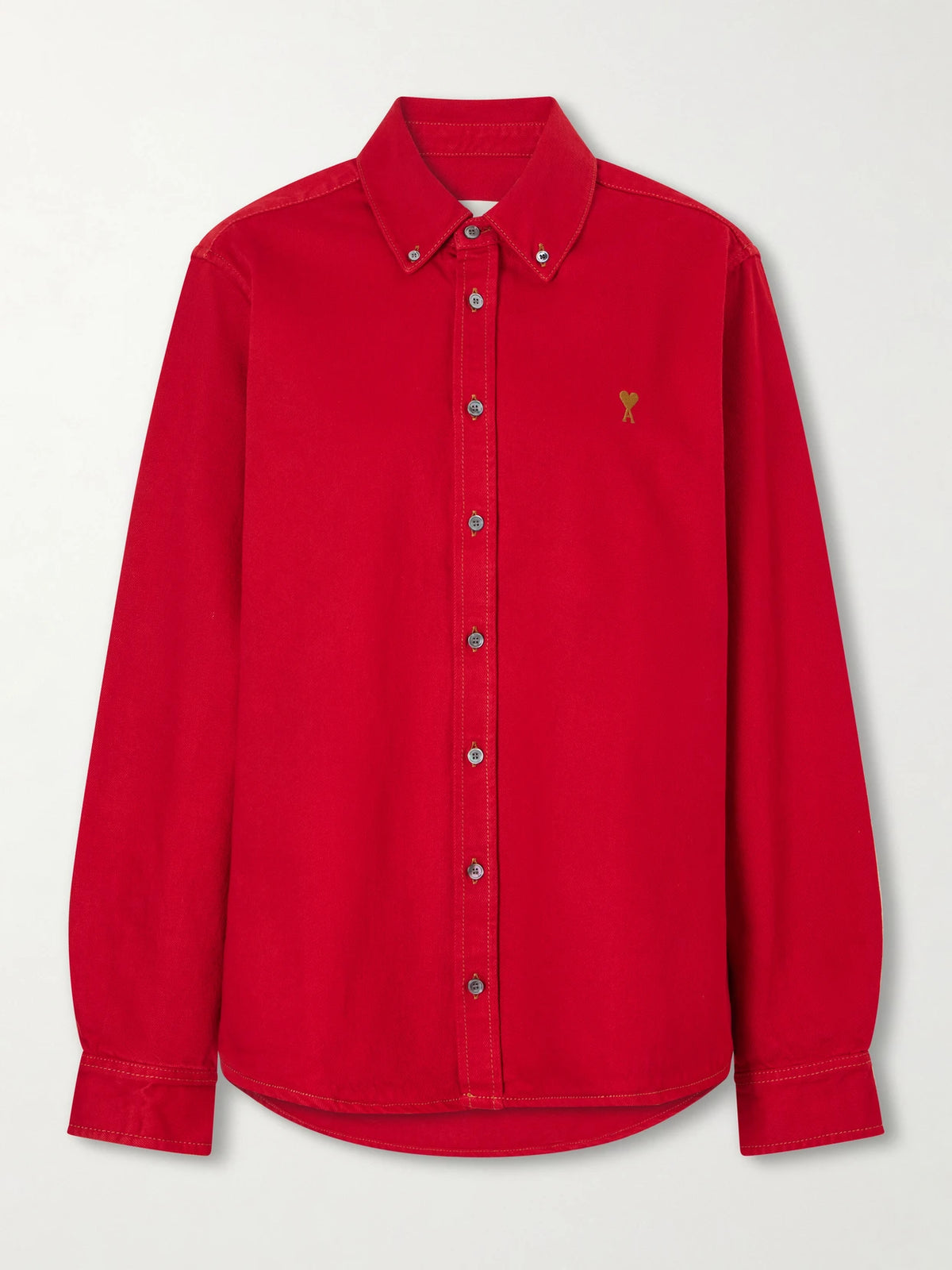 AMI PARIS Logo-embroidered Cotton-twill Shirt