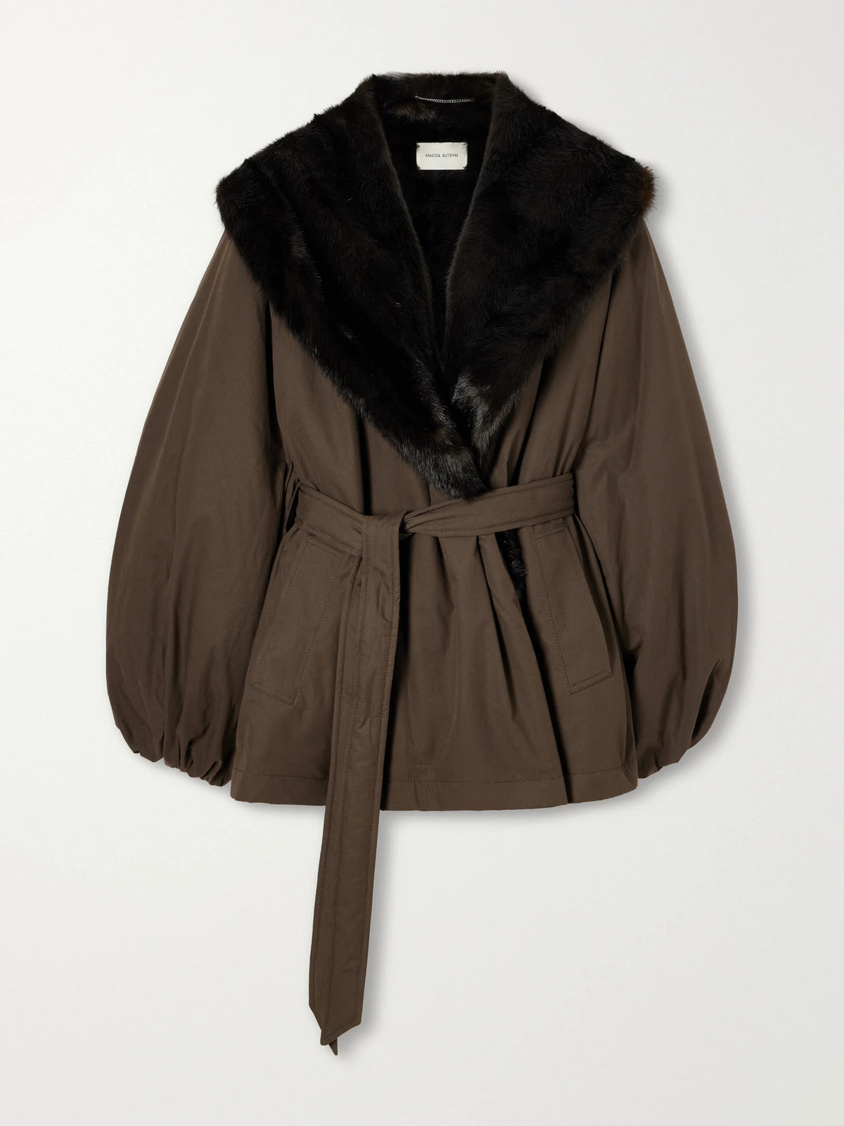 Magda Butrym Belted Plush-trimmed Short Coat