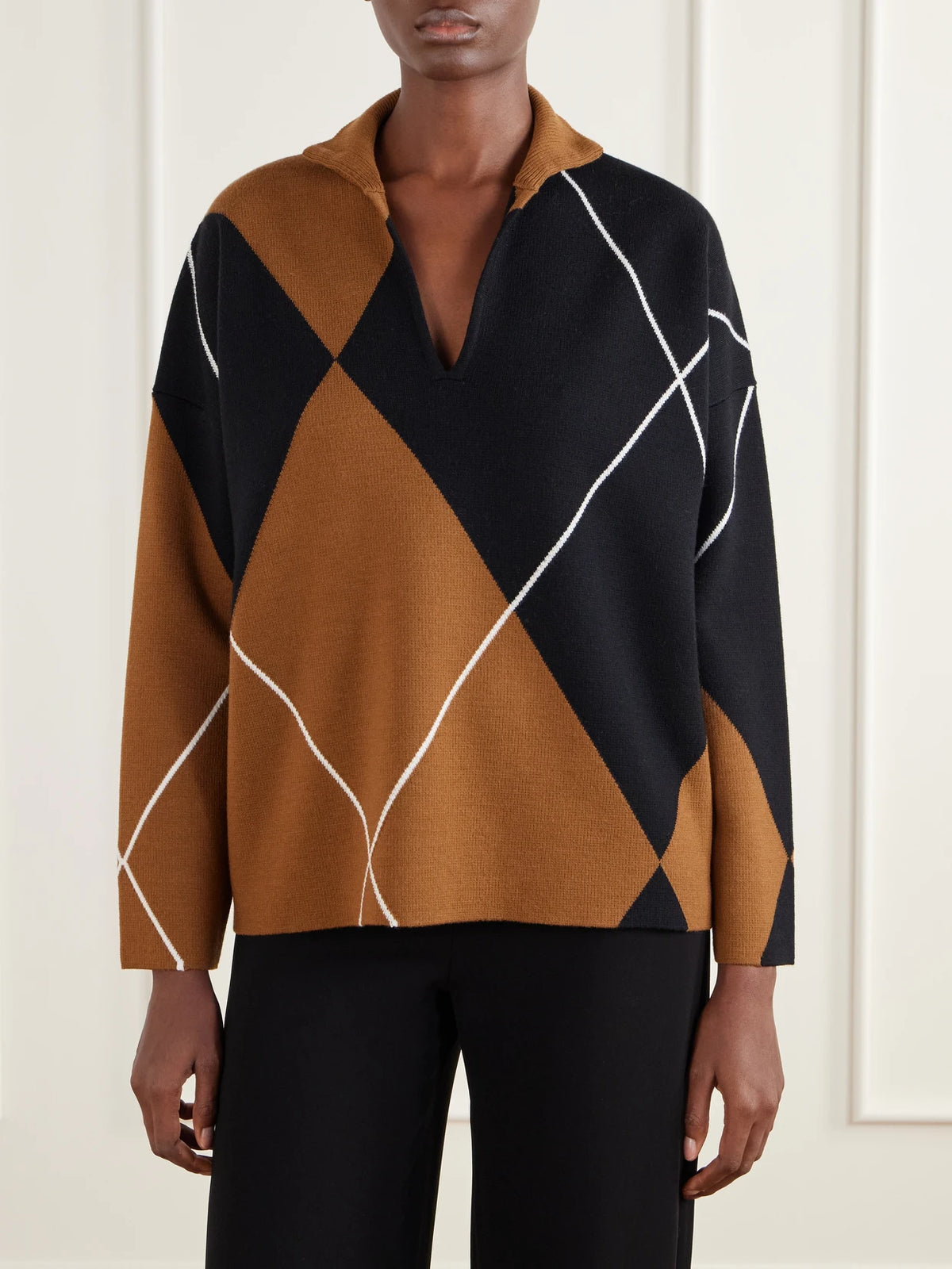 Max Mara Sala Argyle Wool Sweater