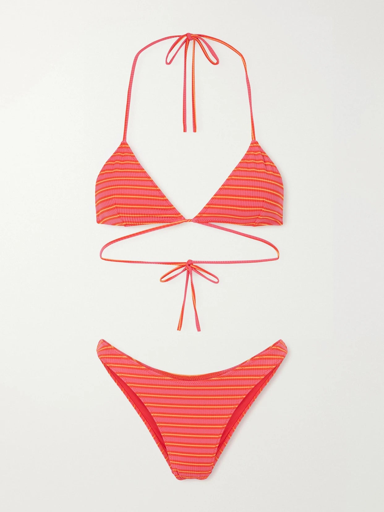 Image of Swimwear. Product name - Striped Triangle Bikini in Red colour by brand - Lido