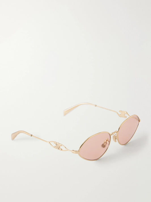 CELINE Eyewear Wire 01 Oval-frame Gold-tone Sunglasses