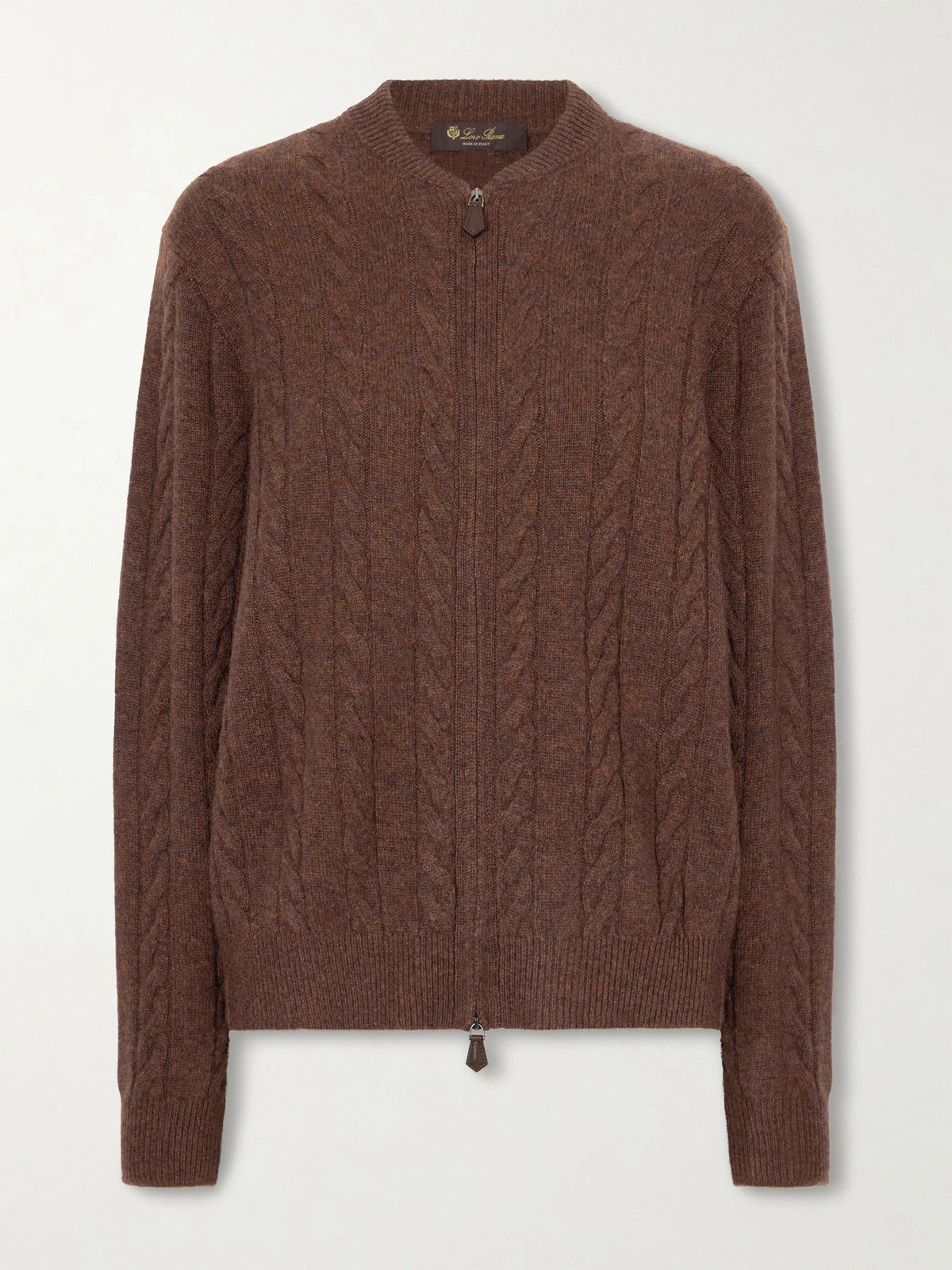 Loro Piana Cedar Cable-knit Cashmere Cardigan