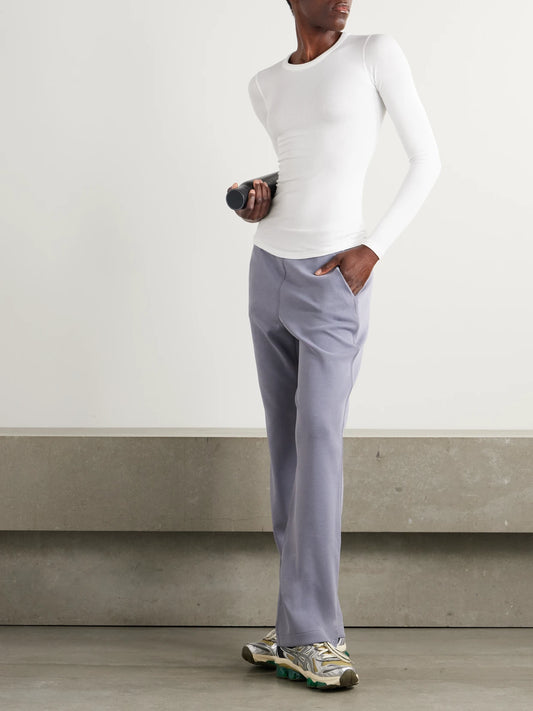 Image of T-Shirts. Product name - Hold Tight Ribbed Stretch-modal T-shirt in White colour by brand - lululemon