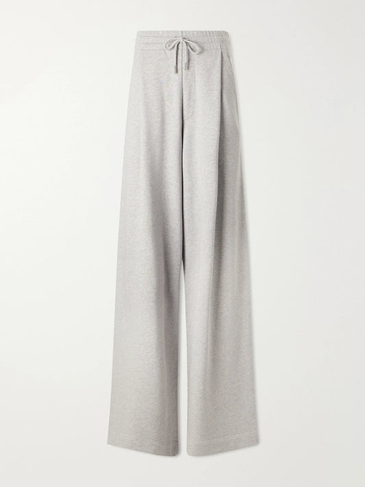 Image of Sleepwear & Loungewear. Product name - Cotton-jersey Wide-leg Track Pants in Gray colour by brand - Dries Van Noten