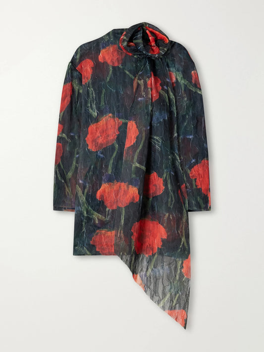 Willy Chavarria Floral-printed Stretch-organza Mini Dress