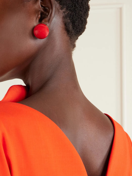 Image of Earrings. Product name - Resin And Gold-tone Earrings in Red colour by brand - Carolina Herrera