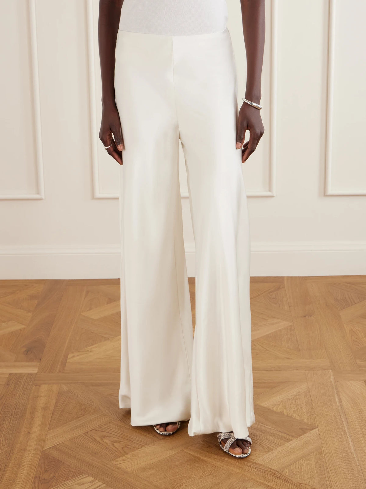 Satin High-rise Wide-leg Pants