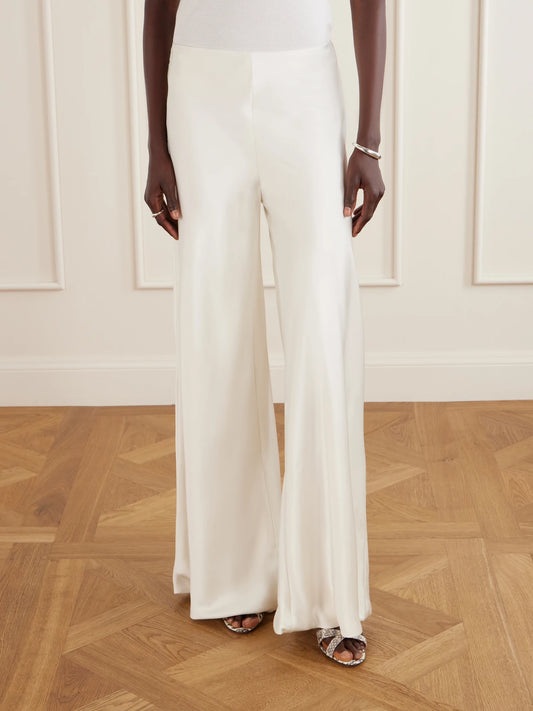 Satin High-rise Wide-leg Pants