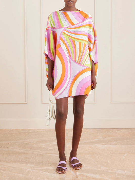 Image of Dresses. Product name - Printed Silk-twill Kaftan in Multi colour by brand - PUCCI