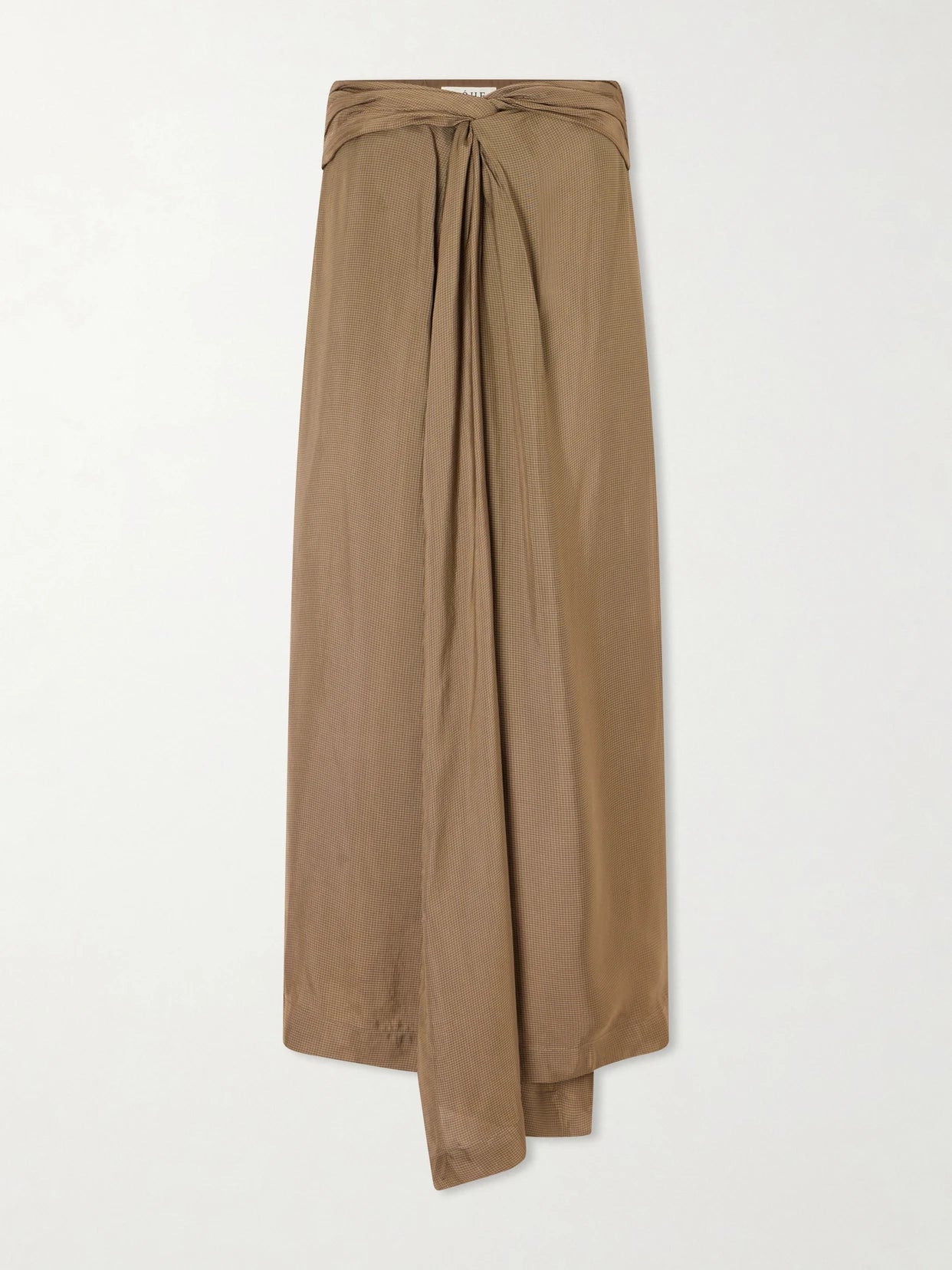 Image of a model wearing Tops. Product name - Knotted Woven Tunic in Brown colour by brand - RÓHE