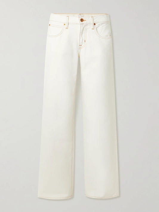 Image of Jeans. Product name - Lexi Low-rise Wide-leg Jeans in White colour by brand - SLVRLAKE
