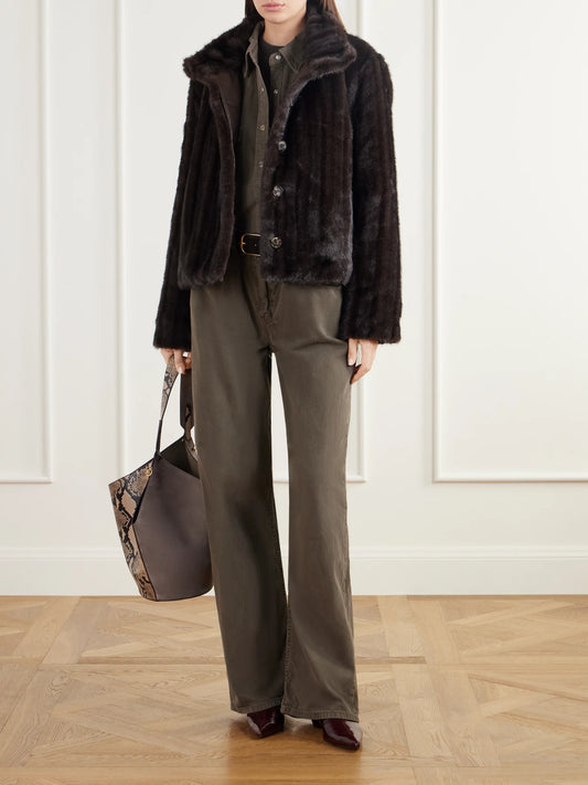 Image of Coats & Jackets. Product name - Sudie Plush Jacket in Chocolate colour by brand - SIMKHAI