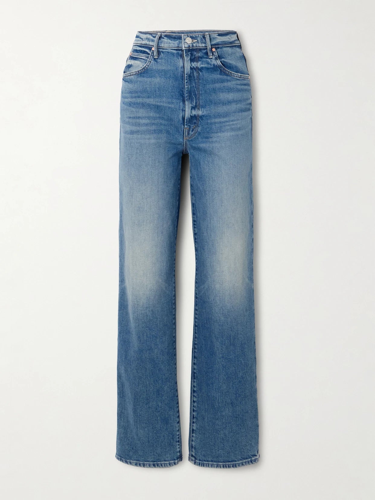 Image of Jeans. Product name - Tunnel Vision Sneak High-rise Straight-leg Jeans in Blue colour by brand - Mother