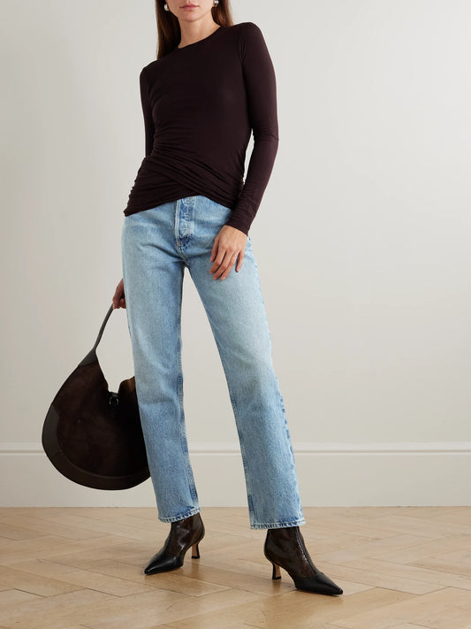 Image of Jeans. Product name - '90s Pinch High-rise Straight-leg Jeans in Mid denim colour by brand - AGOLDE