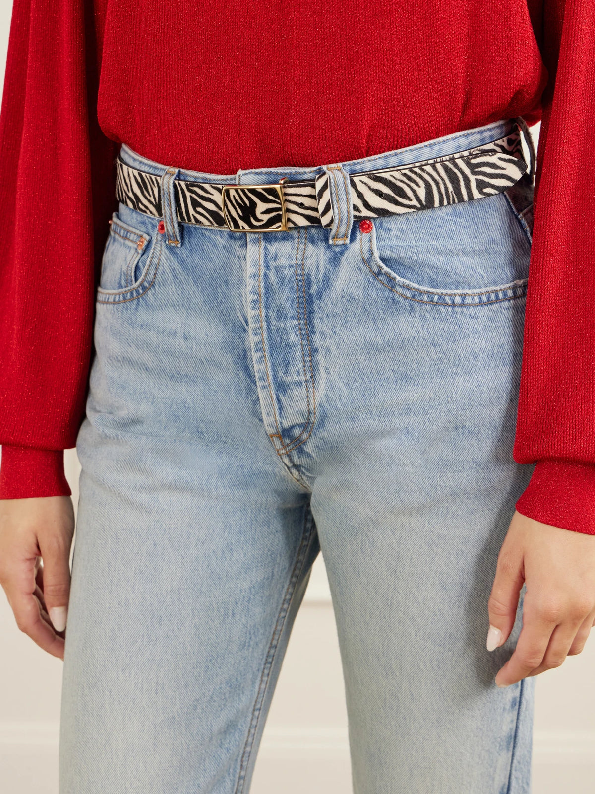 Image of Belts. Product name - Deza Zebra-print Calf Hair Belt in Multi colour by brand - ISABEL MARANT