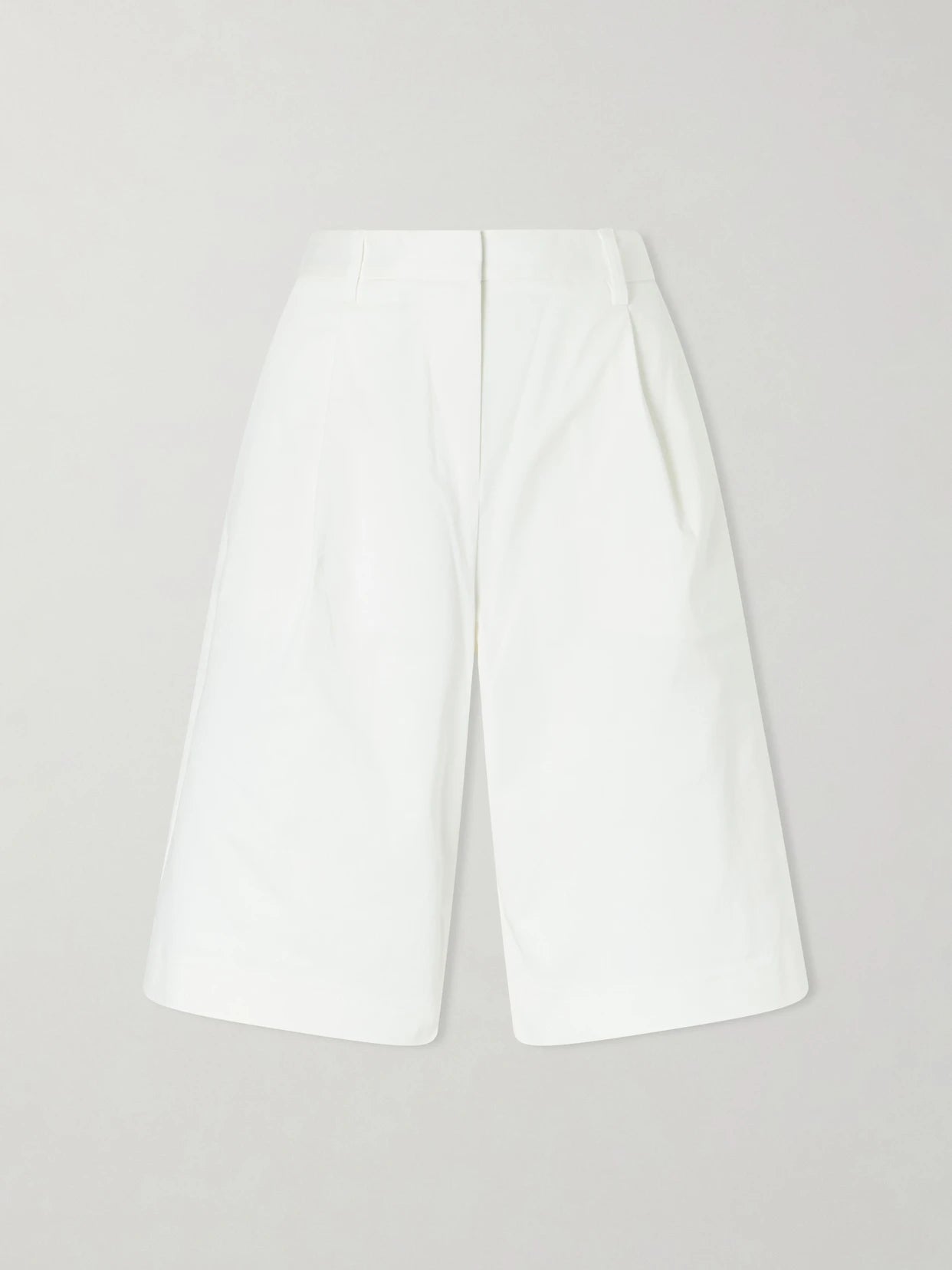 Pleated Organic Cotton-blend Twill Shorts
