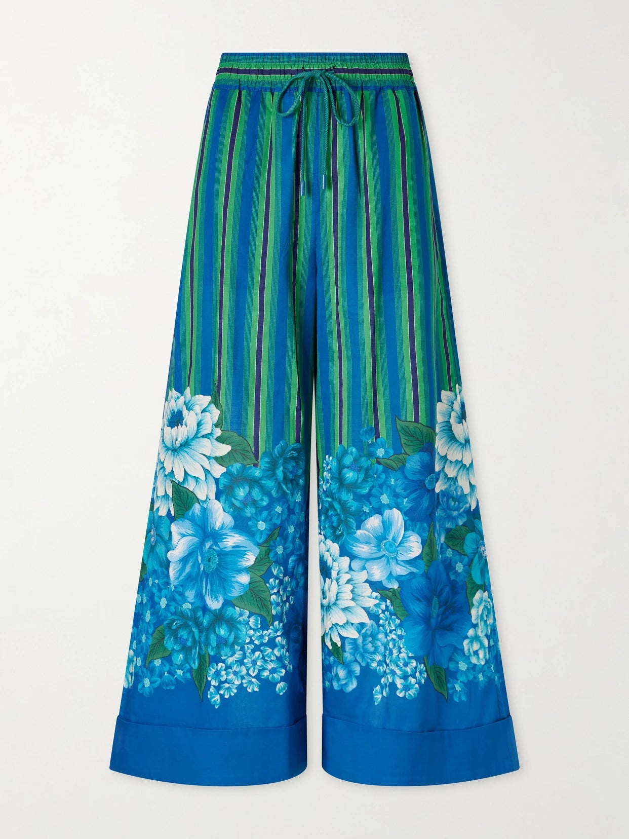 Margo Printed Organic Cotton-voile Wide-leg Pants