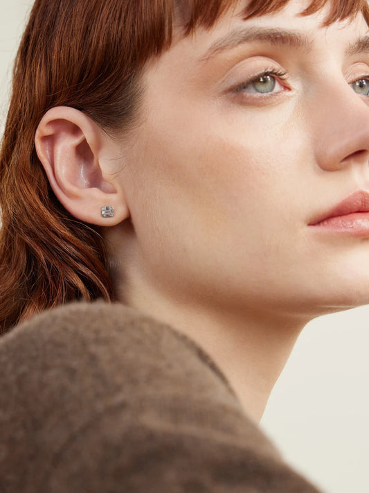 Image of Earrings. Product name - Shield Of Strength Gold Diamond Earrings in Multi colour by brand - STONE AND STRAND
