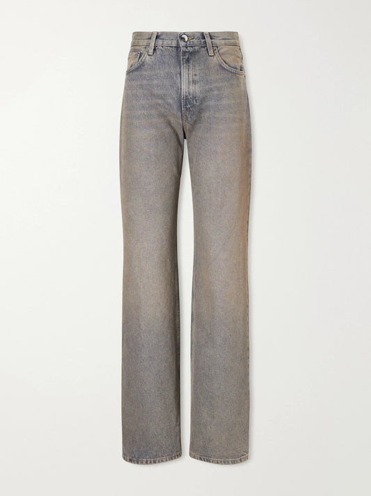 Image of Jeans. Product name - Korea Mid-rise Flared Jeans in Gray colour by brand - Haikure