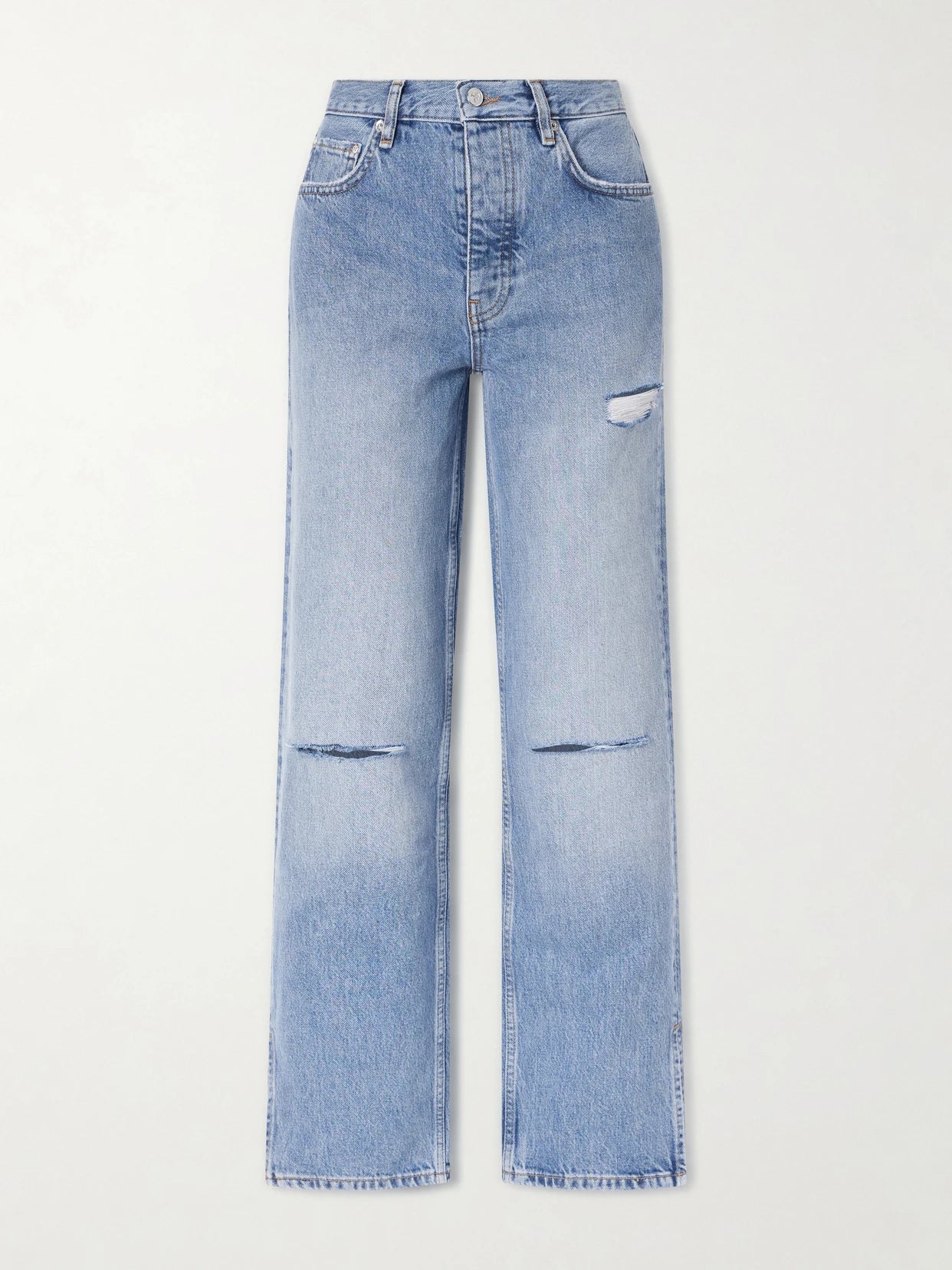 Image of Jeans. Product name - Roy Straight-leg Jeans in Mid denim colour by brand - Anine Bing