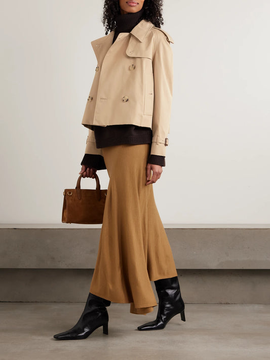 Image of Coats & Jackets. Product name - Double-breasted Cotton-gabardine Trench Coat in Beige colour by brand - Burberry