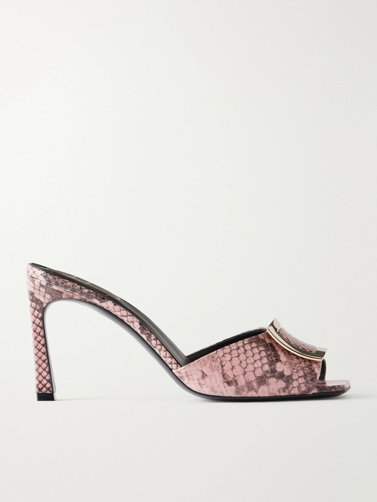 Trompette 85 Embellished Snake-effect Leather Mules