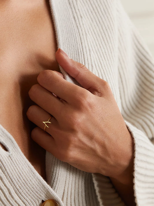 Image of Rings. Product name - Mini Wishbone 18-karat Gold Ring in Multi colour by brand - Jennifer Meyer